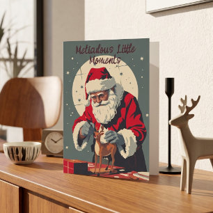 Vintage Americana   Kerstman Schildert Rendier Gra Feestdagen Kaart