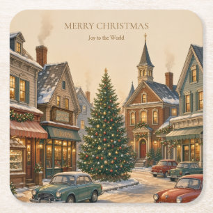 Vintage Americana, knusse Main Street Holiday-stij Kartonnen Onderzetters