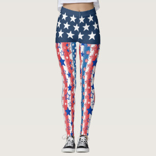 Vintage Americana Patchwork Patriottische Boho Leggings