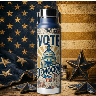 Vintage Americana Patriottische Folk Art Democrati Waterfles