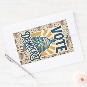 Vintage Americana Patriottische Volkskunst Democra Rechthoekige Sticker