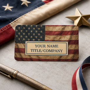 Vintage Americana Vlag Bedrijfsnaam Visitekaartje