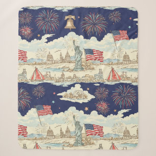 Vintage Americana Vuurwerk Scène (1) Sherpa Deken