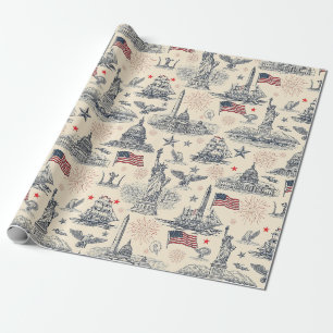 Vintage Americana Vuurwerk Scène (2) Cadeaupapier