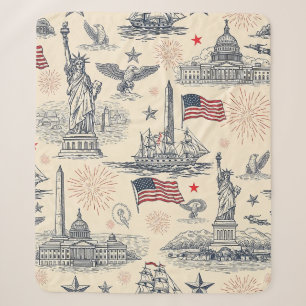 Vintage Americana Vuurwerk Scène (2) Sherpa Deken