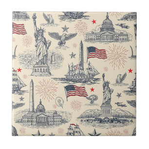 Vintage Americana Vuurwerk Scène (2) Tegeltje