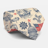Vintage Americana Vuurwerk Scène (3) Stropdas (Opgerold)