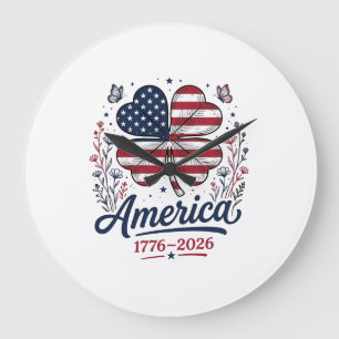 Vintage Amerika 1776 2026 Patriottische Klaver Shi Grote Klok
