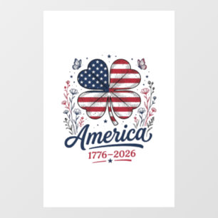 Vintage Amerika 1776 2026 Patriottische Klaver Shi Raamsticker