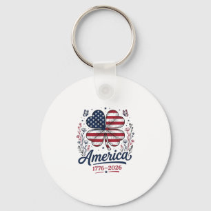 Vintage Amerika 1776 2026 Patriottische Klaver Shi Sleutelhanger