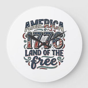 Vintage Amerika 1776 Land van de Vrijheid Shirt On Grote Klok