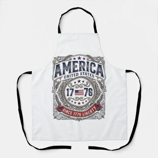Vintage Amerika 1776 Patriottisch Vrijheid Schort (Voorkant)