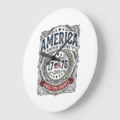 Vintage Amerika 1776 Patriottische Vrijheid Grote Klok (Hoek)