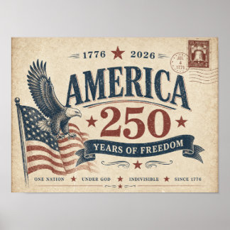 Vintage Amerika 250 Jaar Vrijheid Poster