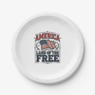 Vintage Amerika Land Van De Vrijheid Patriottisch  Papieren Bordje
