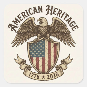 Vintage Amerikaanse Adelaar Schild 2026 Semiquince Vierkante Sticker