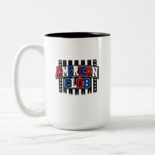 Vintage Amerikaanse Club Sport Stijl Grafisch Tweekleurige Koffiemok