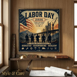 Vintage Amerikaanse Dag van de Arbeid Werknemer Hu Perfect Poster