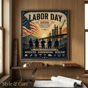 Vintage Amerikaanse Dag van de Arbeid Werknemer Hu Perfect Poster
