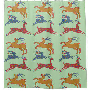 Vintage Amerikaanse Folk Art Herten Aangepaste Kle Douchegordijn