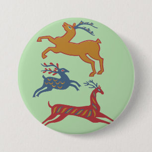 Vintage Amerikaanse Folk Art Herten Aangepaste Kle Ronde Button 7,6 Cm