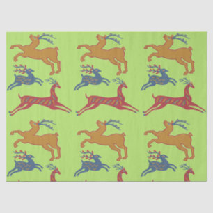 Vintage Amerikaanse Folk Art Herten Custom Kleur Tissuepapier