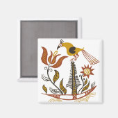 Vintage Amerikaanse Folk Art Tulp Vogel Aangepaste Magneet (Voorkant / Achterkant)