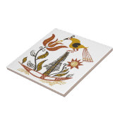 Vintage Amerikaanse Folk Art Tulp Vogel Aangepaste Tegeltje (Zijkant)