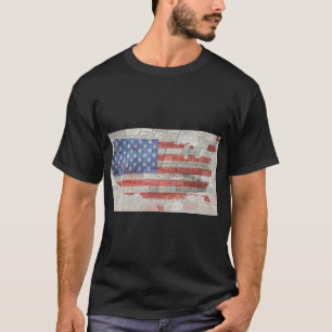 Vintage Amerikaanse Patriottische Landkaart Vlag O T-shirt