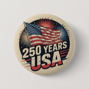 Vintage Amerikaanse Vlag 250 Jaar USA Knop Ronde Button 5,7 Cm