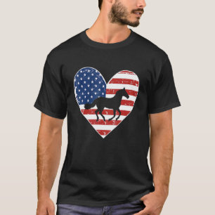 Vintage Amerikaanse Vlag 4 juli Paard Vader Moeder T-shirt