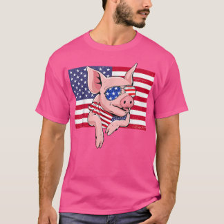 Vintage Amerikaanse vlag 4 juli varken vader moede T-shirt