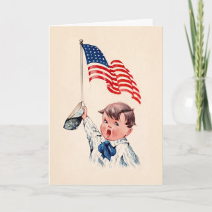 Vintage Amerikaanse vlag 4 juli wenskaart Kaart
