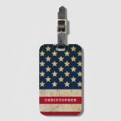 Vintage Amerikaanse vlag aangepaste naam en adres Bagagelabel (Voorkant (verticaal))