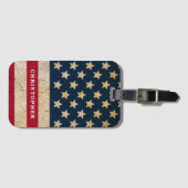 Vintage Amerikaanse vlag aangepaste naam en adres Bagagelabel (Voorkant (horizontaal))