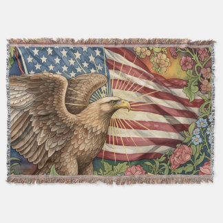 Vintage Amerikaanse vlag, Adelaar, USA Patriottisc Deken