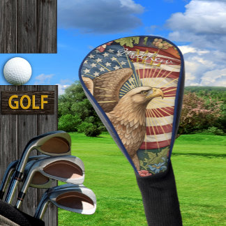 Vintage Amerikaanse vlag, Adelaar, USA Patriottisc Golfheadcover