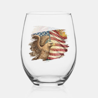 Vintage Amerikaanse vlag, Adelaar, USA Patriottisc Wijnglas Zonder Voet