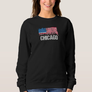 Vintage Amerikaanse vlag Amerikaanse stad Chicago  Trui