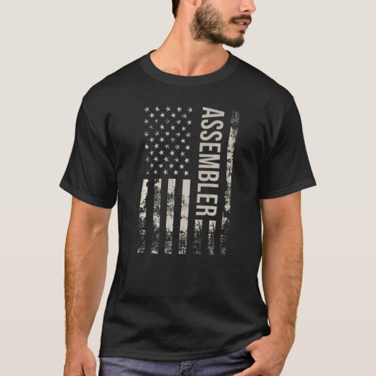 Vintage Amerikaanse Vlag Assembler Premium T-shirt (Voorkant)