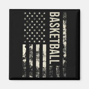 Vintage Amerikaanse vlag basketbal premium  Magneet