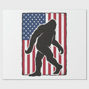 Vintage Amerikaanse Vlag Bigfoot Silhouet Vector A Cadeaupapier
