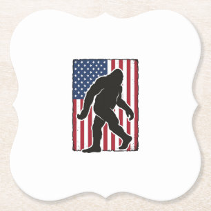 Vintage Amerikaanse Vlag Bigfoot Silhouet Vector A Kartonnen Onderzetters