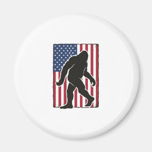 Vintage Amerikaanse Vlag Bigfoot Silhouet Vector A Magneet