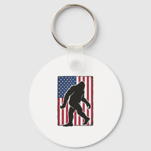 Vintage Amerikaanse Vlag Bigfoot Silhouet Vector A Sleutelhanger