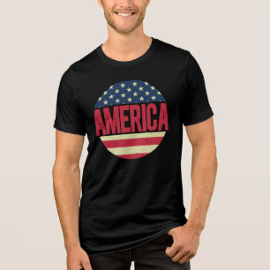 Vintage Amerikaanse vlag Cirkelvormige patriottisc Tri-Blend Shirt