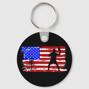 Vintage Amerikaanse Vlag Disc Golf Mannen Vrouwen Sleutelhanger