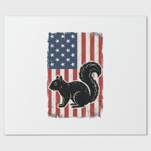Vintage Amerikaanse Vlag Eekhoorn Patriottisch Shi Cadeaupapier