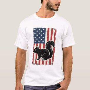 Vintage Amerikaanse Vlag Eekhoorn Patriottisch Shi T-shirt