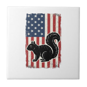 Vintage Amerikaanse Vlag Eekhoorn Patriottisch Shi Tegeltje